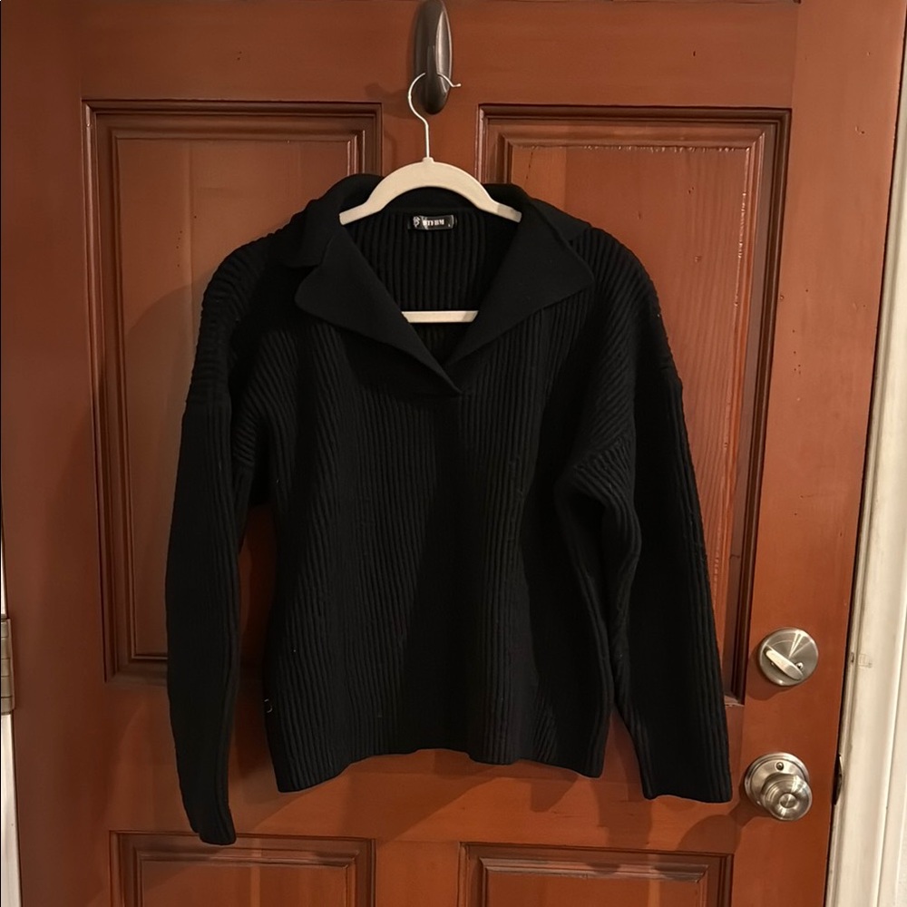 Black V-Neck Knit Sweater by BTFBM